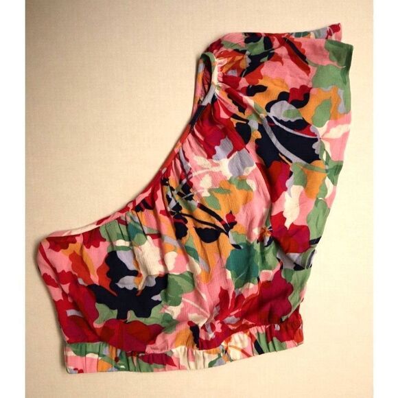 BB Dakota x Steve Madden Women's Sz M Rose Water Floral One Shoulder Top $69+ - Picture 2 of 6